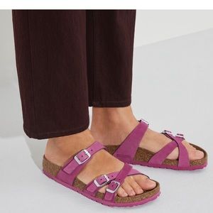 Birkenstock Francs Soft Footbed Nubuck Leather in Dark Fuchsia Size 7/38 NWT